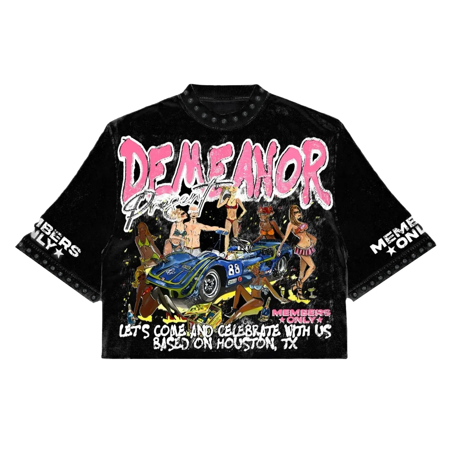 Harajuku Klein Stone Embroidery Crop Tee