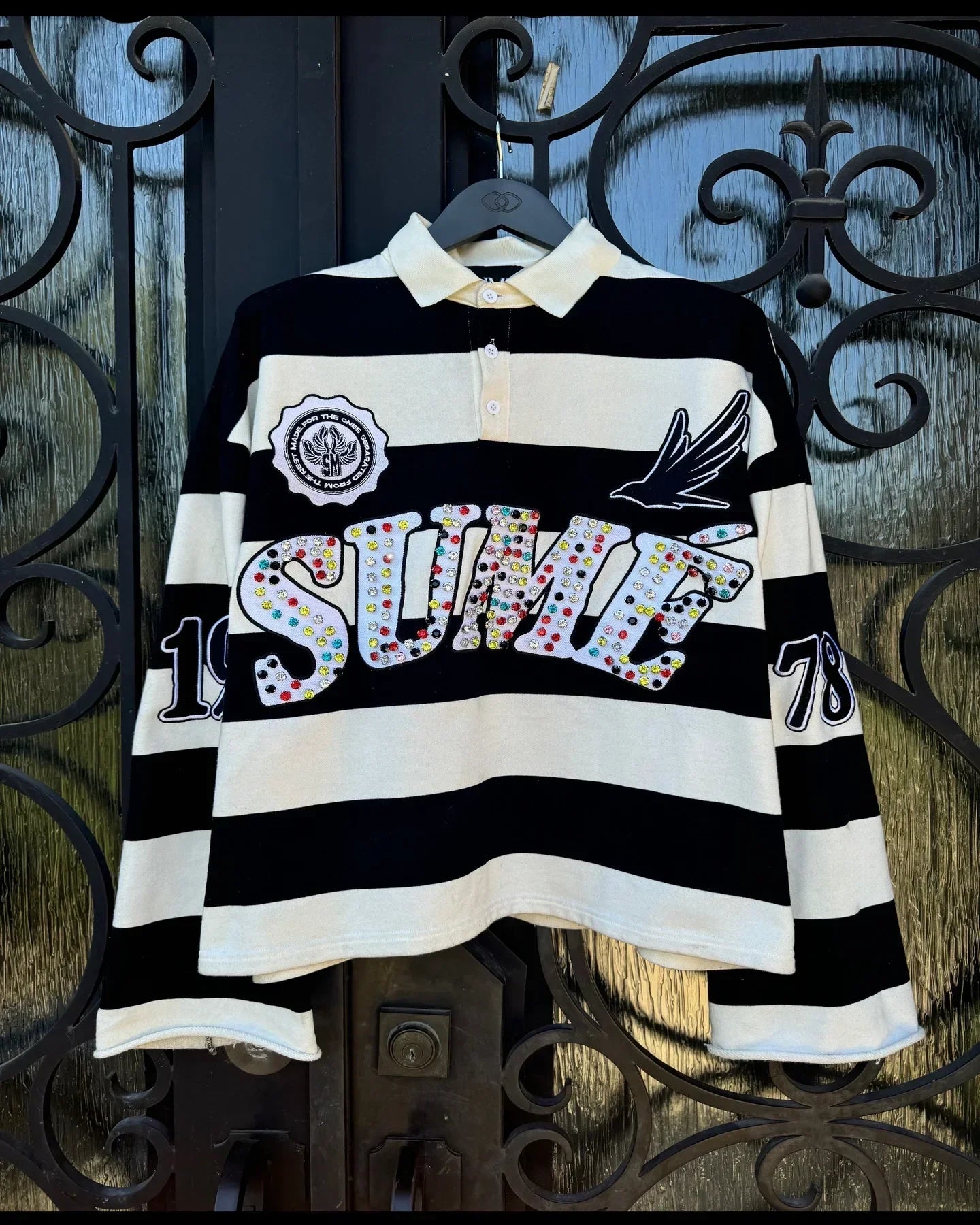 Harajuku Klein Stone Embroidery Crop Tee