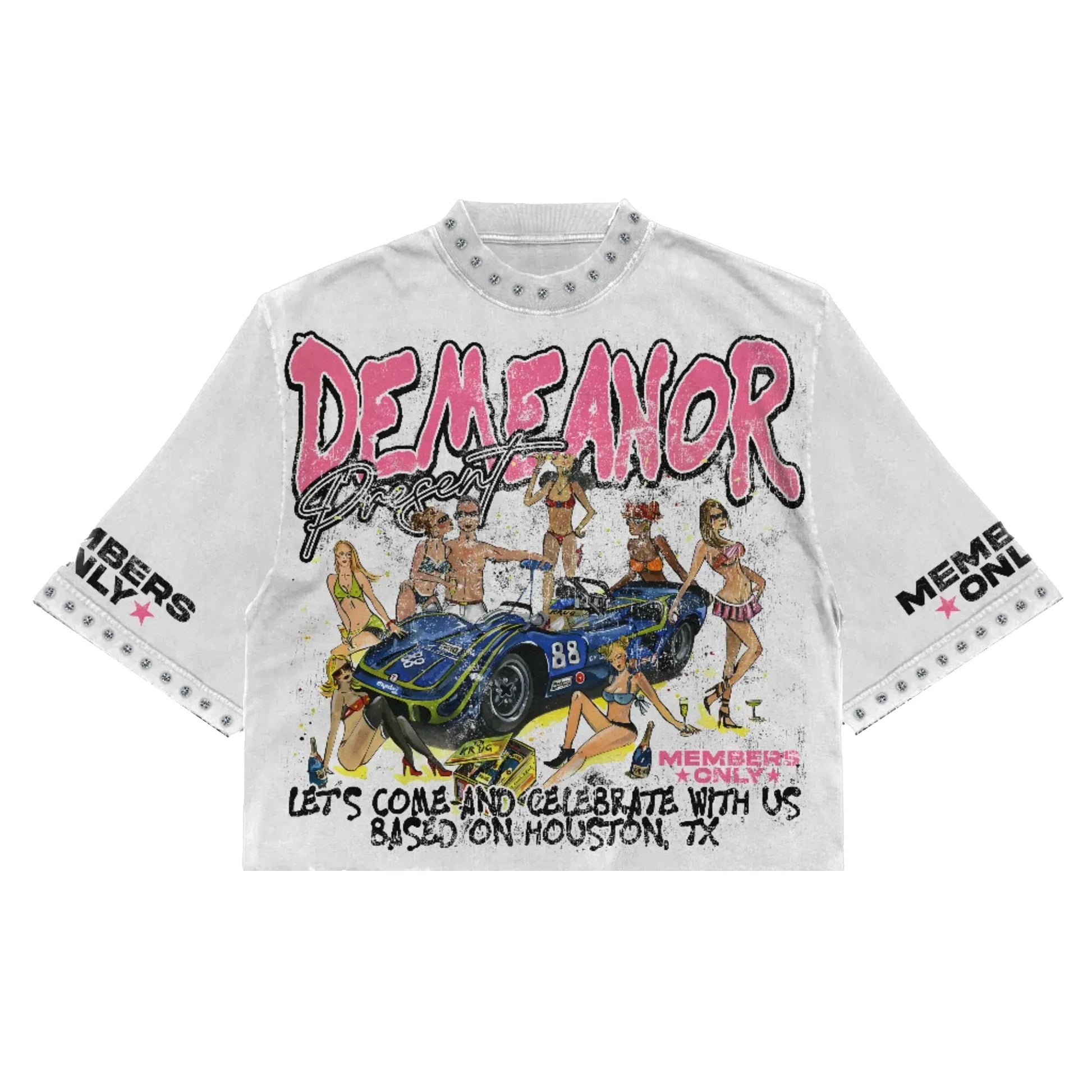 Harajuku Klein Stone Embroidery Crop Tee