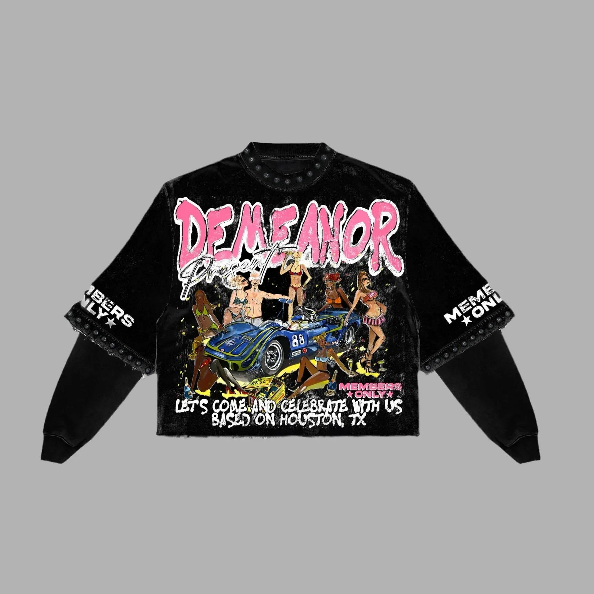 Harajuku Klein Stone Embroidery Crop Tee