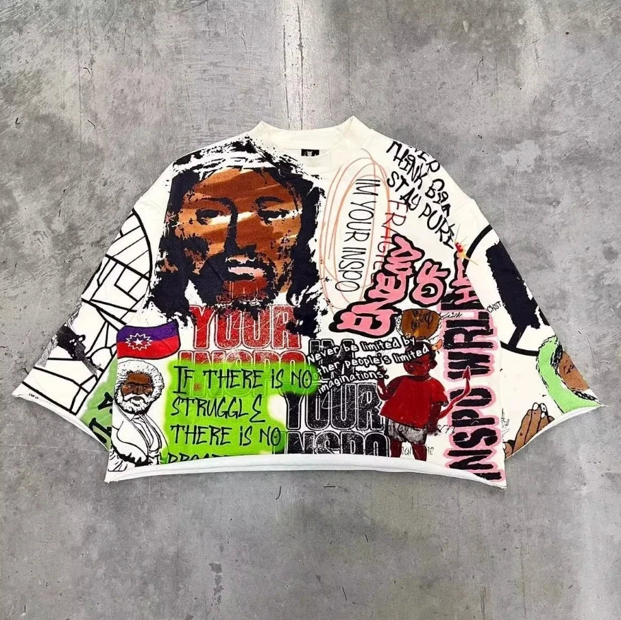 Harajuku Klein Stone Embroidery Crop Tee